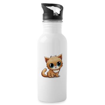 Kittens - Water bottle with straw - white - Right
