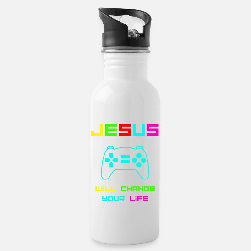 Jésus changera la couleur de votre vie - Gourde avec paille intégrée - blanc