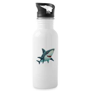 Requin - Gourde avec paille intégrée - blanc - Droite
