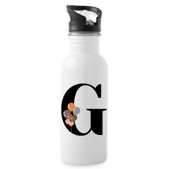 Buchstabe g Geburtstagsballon - Trinkflasche mit integriertem Trinkhalm - Weiß - Rechts