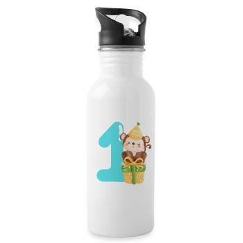 1st birthday. first birthday - Water bottle with straw - white - Right