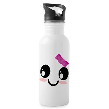 Cute Girl Ghost Face Halloween Costume - Water bottle with straw - white - Right