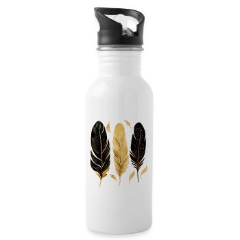 Golden Feathers - Water bottle with straw - white - Right