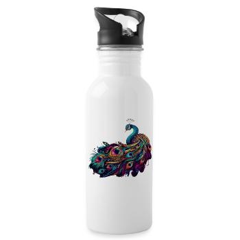 Peacock - Water bottle with straw - white - Right