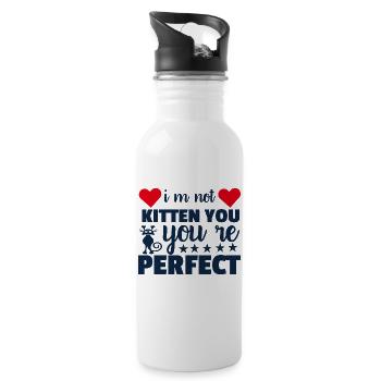 not perfect - Trinkflasche mit integriertem Trinkhalm - Weiß - Rechts