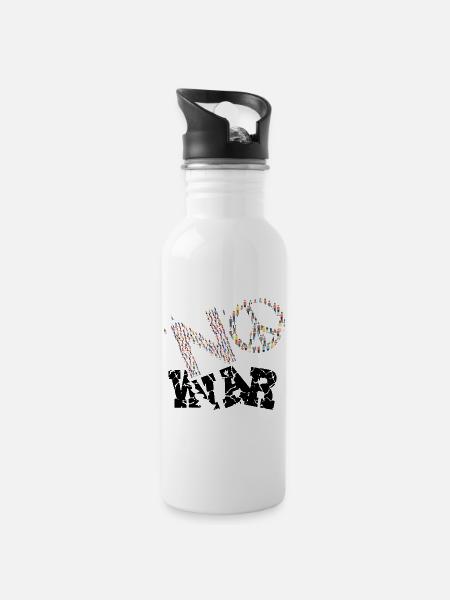 KEIN KRIEG - Trinkflasche mit integriertem Trinkhalm - Weiß