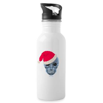 Chapeau de père Noël crâne aux rayons X, dessin - Gourde avec paille intégrée - blanc - Droite