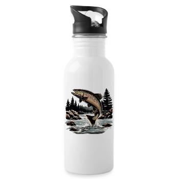 trout, brown trout, fishing, fishing - Water bottle with straw - white - Right