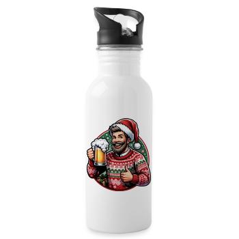 Cheers Weihnachtsanstoßen - Trinkflasche mit integriertem Trinkhalm - Weiß - Rechts