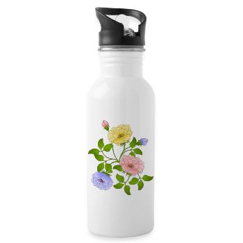 Flowers - Water bottle with straw - white - Right