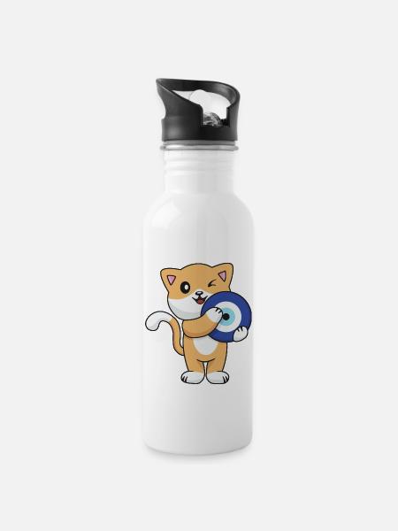 Nazar - Trinkflasche mit integriertem Trinkhalm - Weiß
