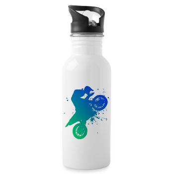 Dirt Biker Dirt Bike Supermoto Motocross - Water bottle with straw - white - Right