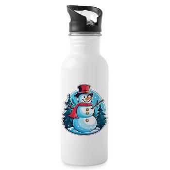 Dessin de Noël bonhomme de neige - Gourde avec paille intégrée - blanc - Droite