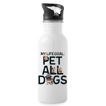 My Life Goal is Pet All Dogs - Water bottle with straw - white - Right