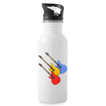 Gitarren - Trinkflasche mit integriertem Trinkhalm - Weiß - Rechts