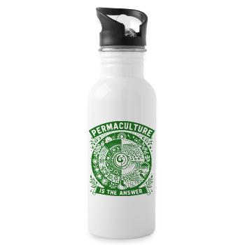 Permaculture Is The Answer - Water bottle with straw - white - Right
