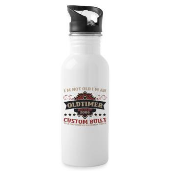 18. Geburtstag Oldtimer Januar Jahrgang 2006 - Trinkflasche mit integriertem Trinkhalm - Weiß - Rechts