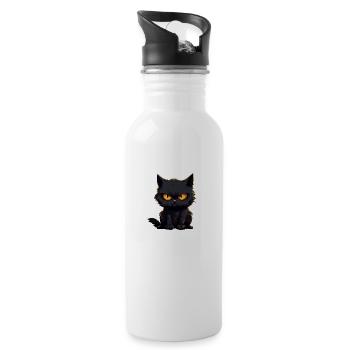 Black Cat My Little Darling - Water bottle with straw - white - Right