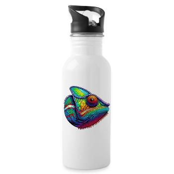 Chamäleon - Trinkflasche mit integriertem Trinkhalm - Weiß - Rechts
