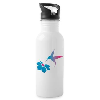 Colibri et fleur - Connexion et légèreté - Gourde avec paille intégrée - blanc - Droite