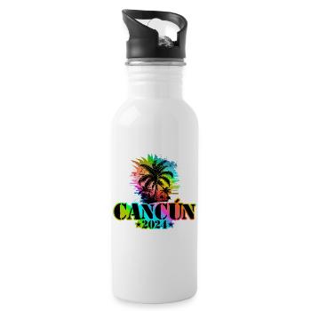 Cancun 2024 Holiday Colorful - Water bottle with straw - white - Right