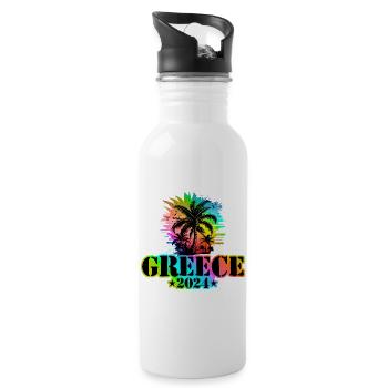 Greece 2024 Holiday Colorful - Water bottle with straw - white - Right