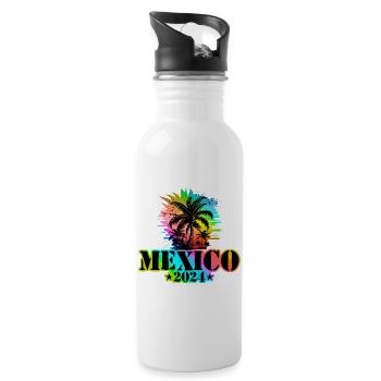 Mexico 2024 Holiday Colorful - Water bottle with straw - white - Right