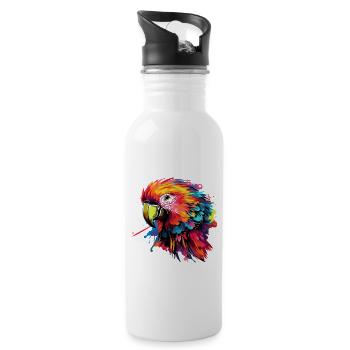 Colorful Parrot Splash of Color - Water bottle with straw - white - Right