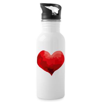 Coeur Amour Amoureux Mariage - Gourde avec paille intégrée - blanc - Droite