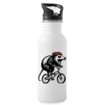 Opossum à vélo - Gourde avec paille intégrée - blanc - Droite