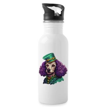 Caniche élégant de Mardi Gras - Gourde avec paille intégrée - blanc - Droite