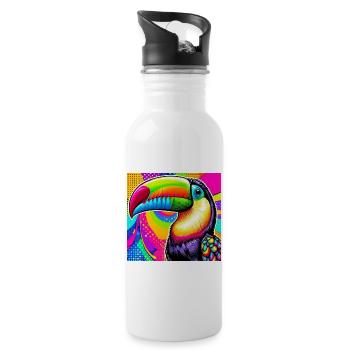 Toucan Pop Art - Gourde avec paille intégrée - blanc - Droite