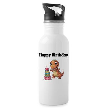 Joyeux anniversaire - Félicitations - Gourde avec paille intégrée - blanc - Droite