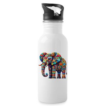Éléphant - Gourde avec paille intégrée - blanc - Droite