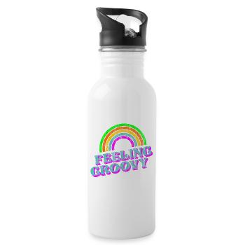 Feeling groovy 70s dicotheque disco music - Water bottle with straw - white - Right