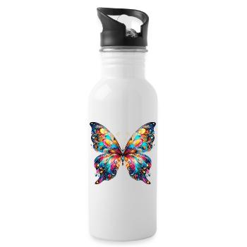 Butterfly - Water bottle with straw - white - Right