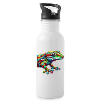 Gecko - Trinkflasche mit integriertem Trinkhalm - Weiß - Rechts