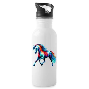 Cheval - Gourde avec paille intégrée - blanc - Droite