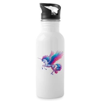 Licorne (02) - Gourde avec paille intégrée - blanc - Droite