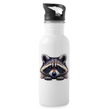 Waschbär - Trinkflasche mit integriertem Trinkhalm - Weiß - Rechts