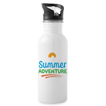 Sommer-Abenteuer - Trinkflasche mit integriertem Trinkhalm - Weiß - Rechts
