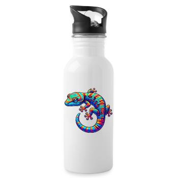 Gecko - Trinkflasche mit integriertem Trinkhalm - Weiß - Rechts