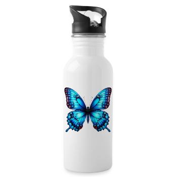 Schmetterling - Trinkflasche mit integriertem Trinkhalm - Weiß - Rechts
