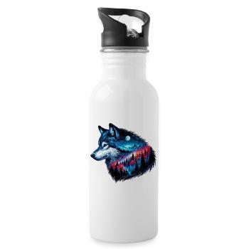 Wolf - Water bottle with straw - white - Right