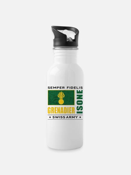 Grenadier - Trinkflasche mit integriertem Trinkhalm - Weiß
