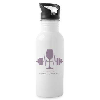 Enjoyment and strength: wine and weights - Water bottle with straw - white - Right