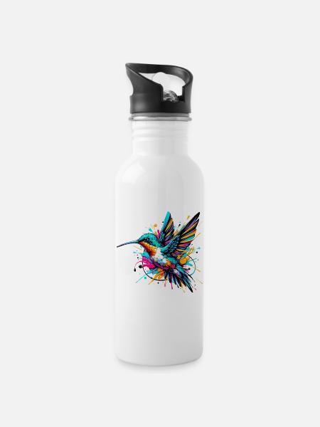 Kolibri - Trinkflasche mit integriertem Trinkhalm - Weiß