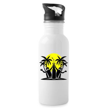Palmen Strand Urlaub Party - Trinkflasche mit integriertem Trinkhalm - Weiß - Rechts