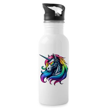 Cool Cyborg Licorne Arc-en-ciel - Gourde avec paille intégrée - blanc - Droite