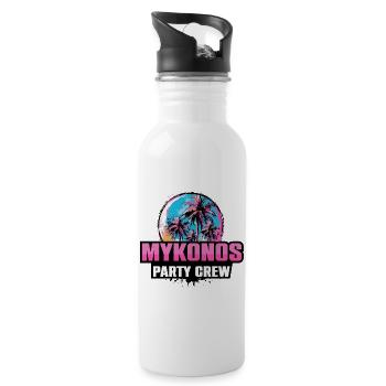 Mykonos Party Crew Urlaub Spruch - Trinkflasche mit integriertem Trinkhalm - Weiß - Rechts